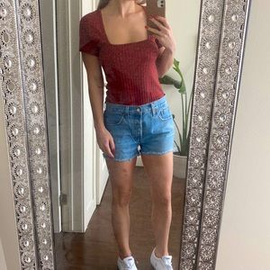 NWOT Amuse Society Dusty Rose Body Suit. Gorgeous square neckline, not see-thru